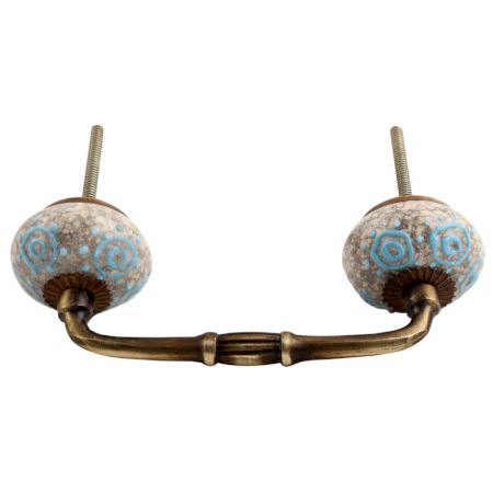 Blue Circles Crackle Ceramic Bridge Handle